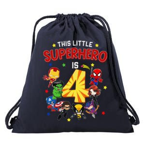 This Little Superhero Is 4 Birthday Superhero 4 Year Old Boy Drawstring Bag