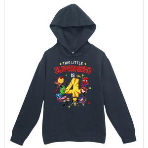 This Little Superhero Is 4 Birthday Superhero 4 Year Old Boy Urban Pullover Hoodie