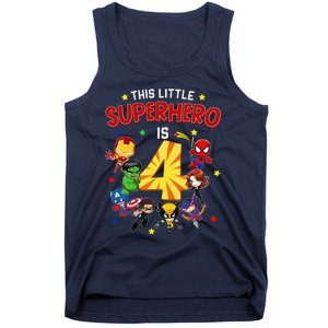 This Little Superhero Is 4 Birthday Superhero 4 Year Old Boy Tank Top