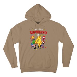 This Little Superhero Is 4 Birthday Superhero 4 Year Old Boy Hoodie