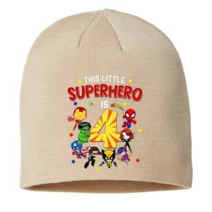 This Little Superhero Is 4 Birthday Superhero 4 Year Old Boy Sustainable Beanie