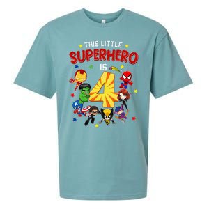 This Little Superhero Is 4 Birthday Superhero 4 Year Old Boy Sueded Cloud Jersey T-Shirt