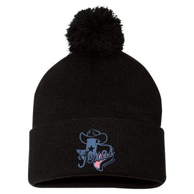 Texas Lone Star State Pom Pom 12in Knit Beanie