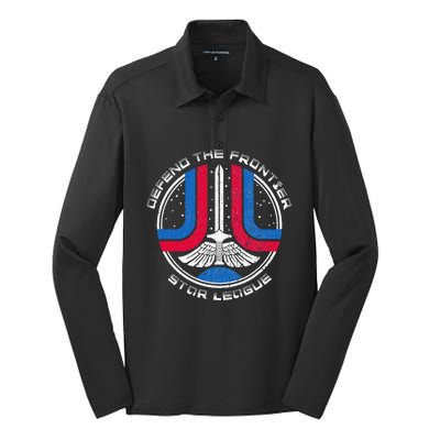 The Last Starfighter Star League Distressed Silk Touch Performance Long Sleeve Polo