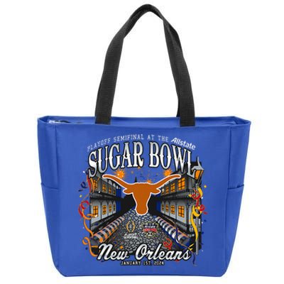 Texas Longhorns Sugar Bowl 2024 CFP Semi Football NOLA  Zip Tote Bag