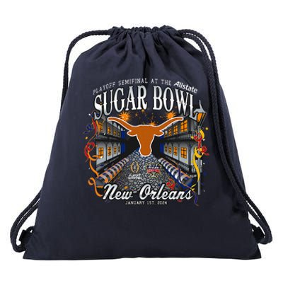 Texas Longhorns Sugar Bowl 2024 CFP Semi Football NOLA  Drawstring Bag