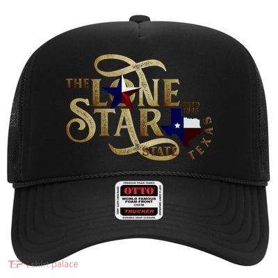 The Lone Star State Texas Logo High Crown Mesh Back Trucker Hat