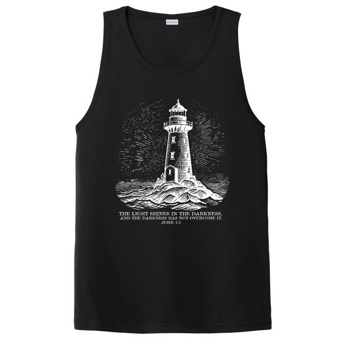 The Light Shines On In The Darkness And The Darkness PosiCharge Competitor Tank