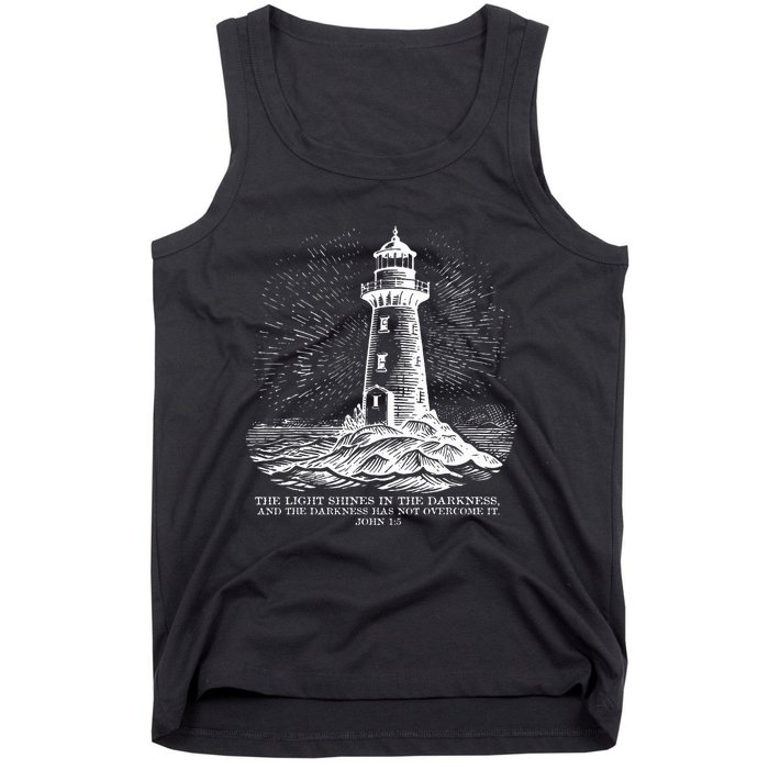 The Light Shines On In The Darkness And The Darkness Tank Top