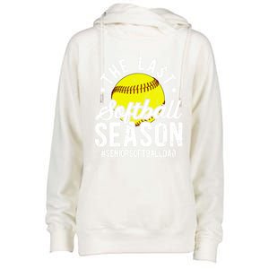 The Last Softball Season Softball Senior Dad 2026 Gift Womens Funnel Neck Pullover Hood