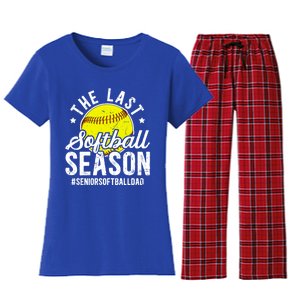 The Last Softball Season Softball Senior Dad 2026 Gift Women's Flannel Pajama Set