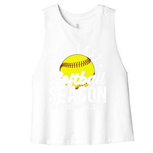 The Last Softball Season Softball Senior Dad 2026 Gift Women's Racerback Cropped Tank