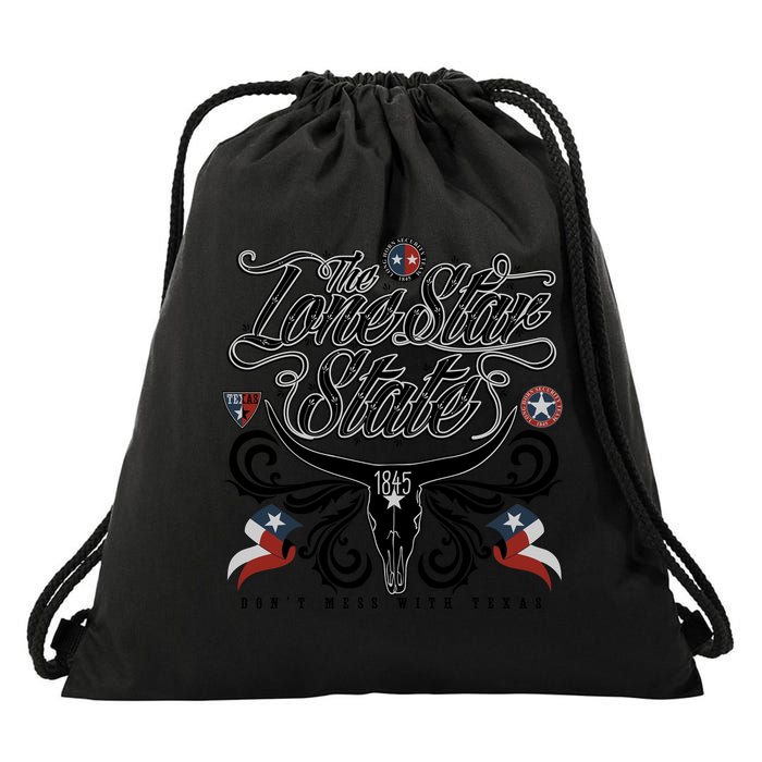 The Lone Star State 1845 Longhorn Don't Mess With Texas Drawstring Bag