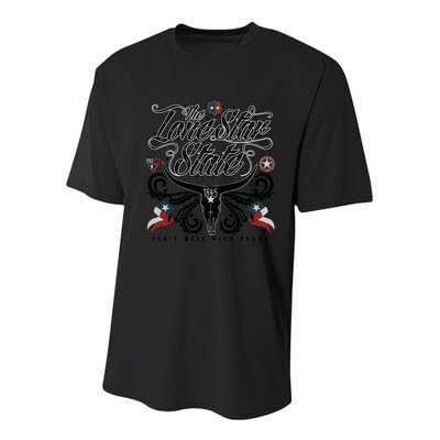The Lone Star State 1845 Longhorn Don't Mess With Texas Youth Performance Sprint T-Shirt