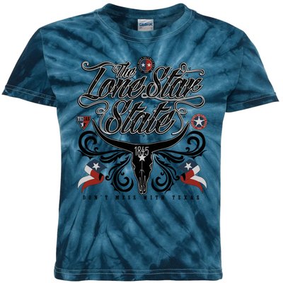 The Lone Star State 1845 Longhorn Don't Mess With Texas Kids Tie-Dye T-Shirt