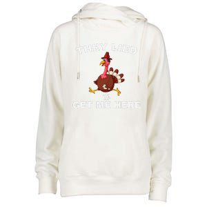 They Lied To Get Me Here Funny Thanksgiving Turkey Trot Womens Funnel Neck Pullover Hood