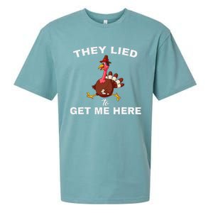 They Lied To Get Me Here Funny Thanksgiving Turkey Trot Sueded Cloud Jersey T-Shirt