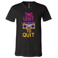 Two Legit To Quit 2nd Birthday Party Hip Hop Theme Toddlers V-Neck T-Shirt