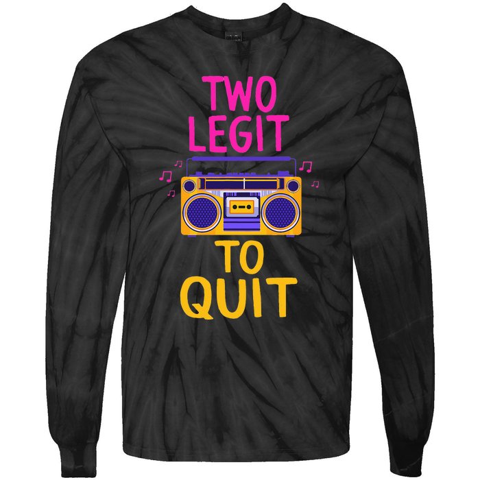 Two Legit To Quit 2nd Birthday Party Hip Hop Theme Toddlers Tie-Dye Long Sleeve Shirt