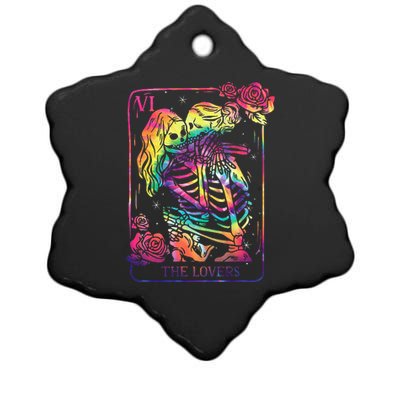 The Lovers Tarot Card Goth Kissing Lesbian Skeletons Ceramic Star Ornament