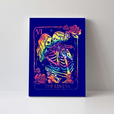 The Lovers Tarot Card Goth Kissing Lesbian Skeletons Canvas