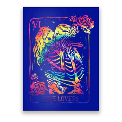 The Lovers Tarot Card Goth Kissing Lesbian Skeletons Poster