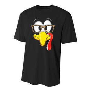 Thanksgiving Leopard Turkey Face Celebration Youth Performance Sprint T-Shirt