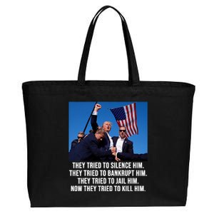 Trump Lives Trump Fight Fight Fight 2024 Cotton Canvas Jumbo Tote