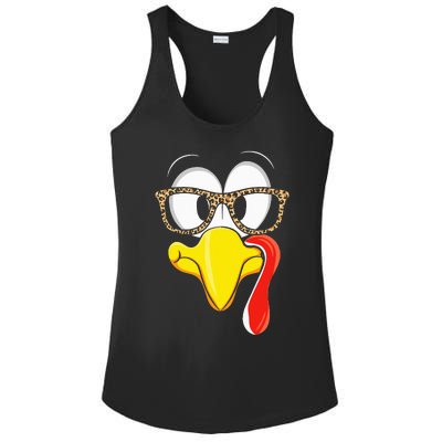 Thanksgiving Leopard Turkey Face Celebration Ladies PosiCharge Competitor Racerback Tank