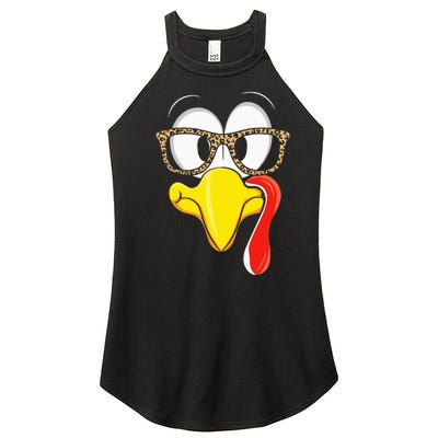 Thanksgiving Leopard Turkey Face Celebration Women’s Perfect Tri Rocker Tank