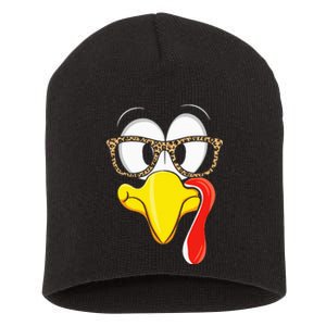 Thanksgiving Leopard Turkey Face Celebration Short Acrylic Beanie