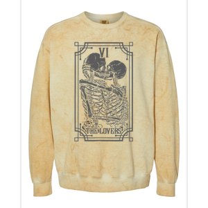 The Lovers Tarot Card Goth Skull Halloween Gothic Colorblast Crewneck Sweatshirt