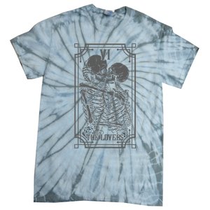 The Lovers Tarot Card Goth Skull Halloween Gothic Tie-Dye T-Shirt