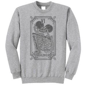 The Lovers Tarot Card Goth Skull Halloween Gothic Tall Sweatshirt