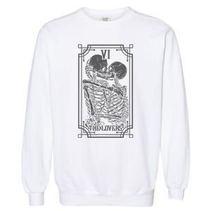 The Lovers Tarot Card Goth Skull Halloween Gothic Garment-Dyed Sweatshirt