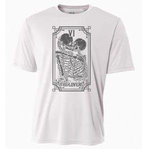 The Lovers Tarot Card Goth Skull Halloween Gothic Cooling Performance Crew T-Shirt