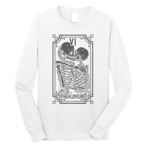 The Lovers Tarot Card Goth Skull Halloween Gothic Long Sleeve Shirt