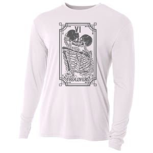 The Lovers Tarot Card Goth Skull Halloween Gothic Cooling Performance Long Sleeve Crew