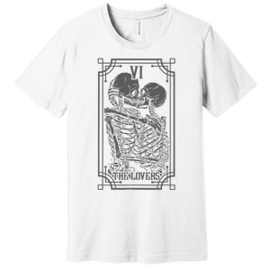 The Lovers Tarot Card Goth Skull Halloween Gothic Premium T-Shirt