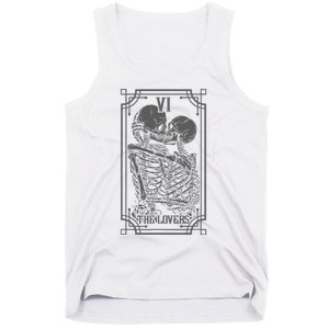 The Lovers Tarot Card Goth Skull Halloween Gothic Tank Top