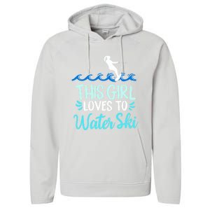 This Loves To Water Ski Meaningful Gift Performance Fleece Hoodie