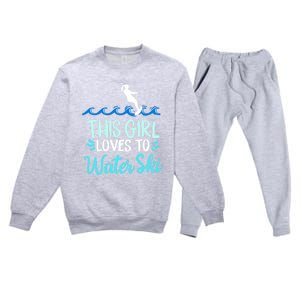 This Loves To Water Ski Meaningful Gift Premium Crewneck Sweatsuit Set