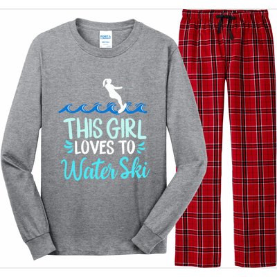 This Loves To Water Ski Meaningful Gift Long Sleeve Pajama Set