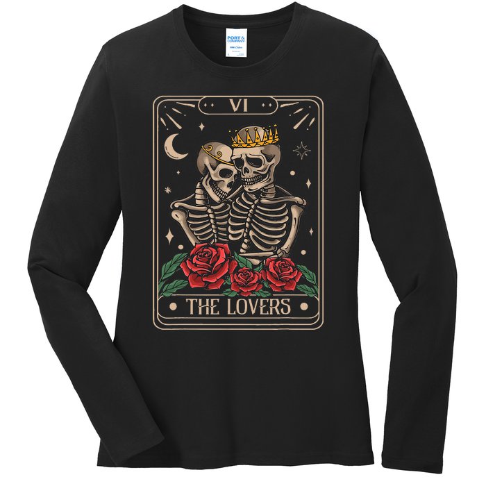 The Lovers Tarot Card Vintage The Lovers Tarot Ladies Long Sleeve Shirt