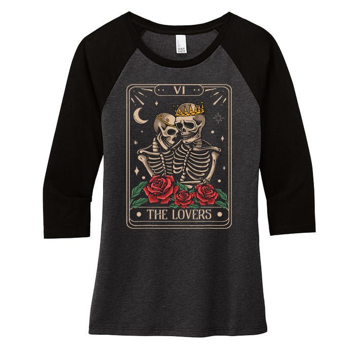 The Lovers Tarot Card Vintage The Lovers Tarot Women's Tri-Blend 3/4-Sleeve Raglan Shirt