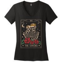 The Lovers Tarot Card Vintage The Lovers Tarot Women's V-Neck T-Shirt