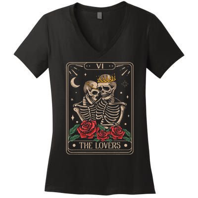 The Lovers Tarot Card Vintage The Lovers Tarot Women's V-Neck T-Shirt