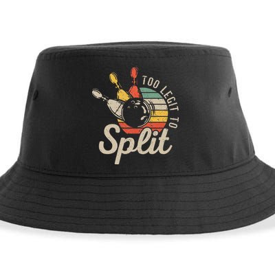 Too Legit To Split Retro Bowling Funny Bowler Bowling Team Sustainable Bucket Hat