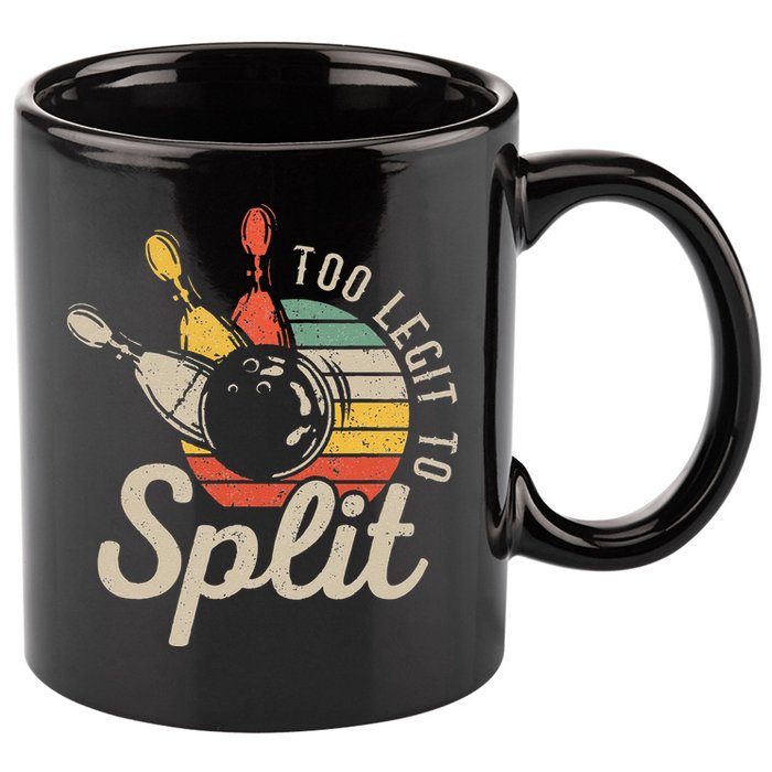 Too Legit To Split Retro Bowling Funny Bowler Bowling Team 11oz C Handle Ceramic Mug