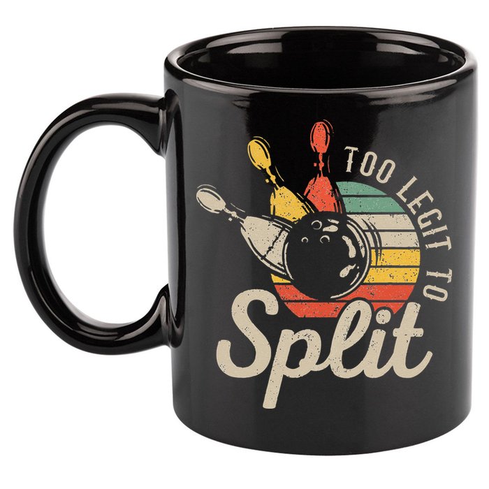 Too Legit To Split Retro Bowling Funny Bowler Bowling Team 11oz C Handle Ceramic Mug